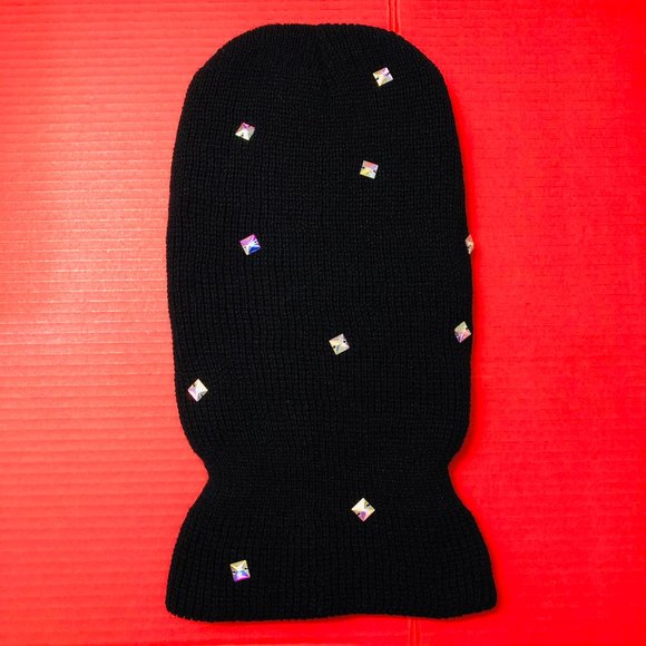 Blinged out Rhinestones Cry Black Ski-mask Beanie - Picture 3 of 5